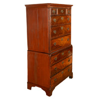 Antique 18th Century Georgian Flame Mahogany Chest on Chest Highboy Dresser 1780