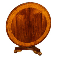 Antique Georgian Regency Amboyna Walnut Parcel Gilt Tilt-Top Breakfast Dining Table Circa 1820