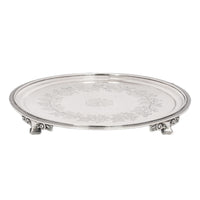 Antique Engraved Sterling Silver Tiffany & Co Footed Salver Tray New York 1870