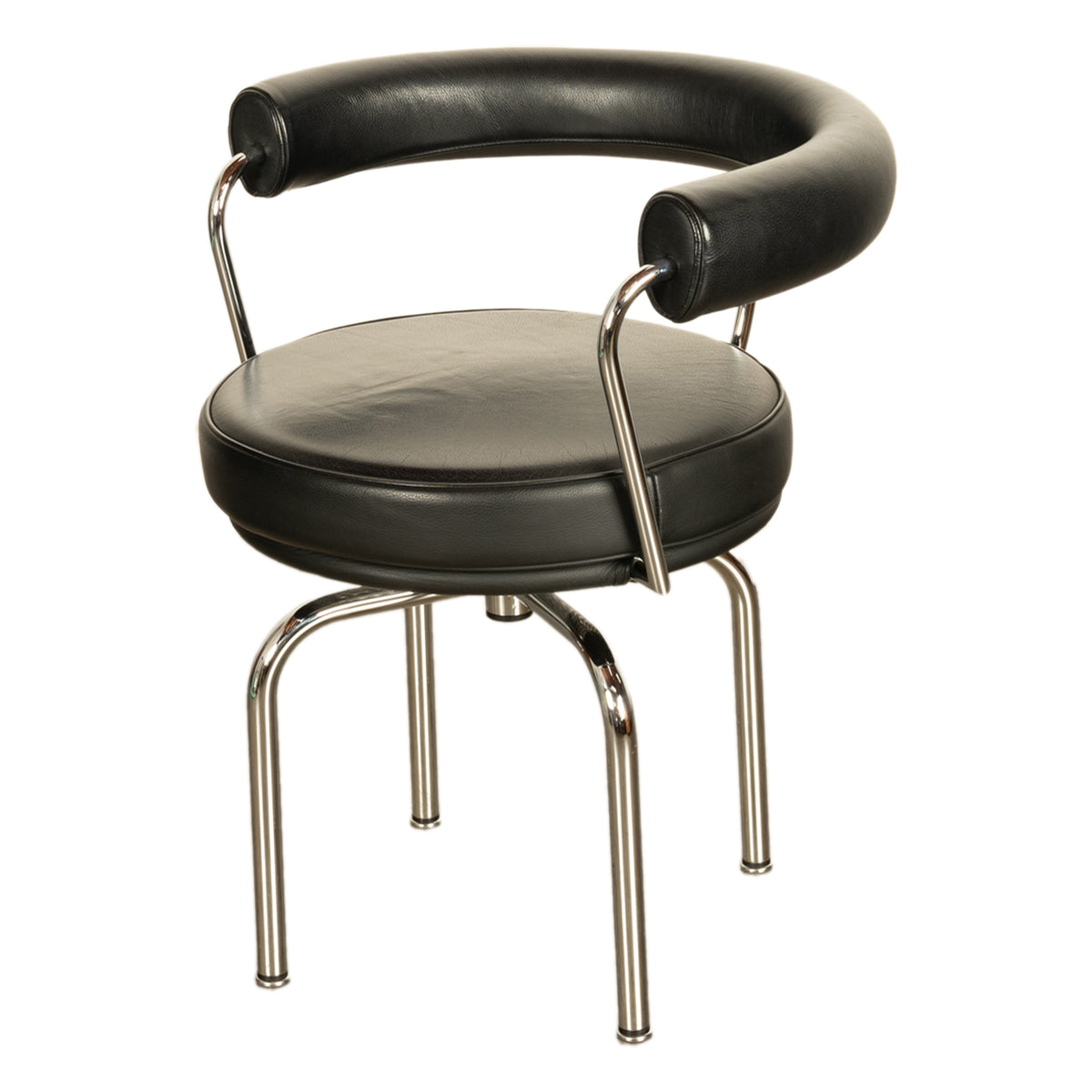 Le Corbusier Charlotte Perriand LC 7 Black Leather Swivel Chair by Cassina 1980s