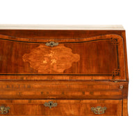 Antique Dutch Rococo Inlaid Marquetry Walnut Bombe Secretary Desk Bureau 1780