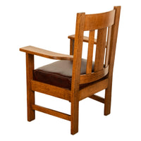 Antique Set 4 American Oak Arts & Crafts Mission Arm Chairs Stickley Oregon 1910