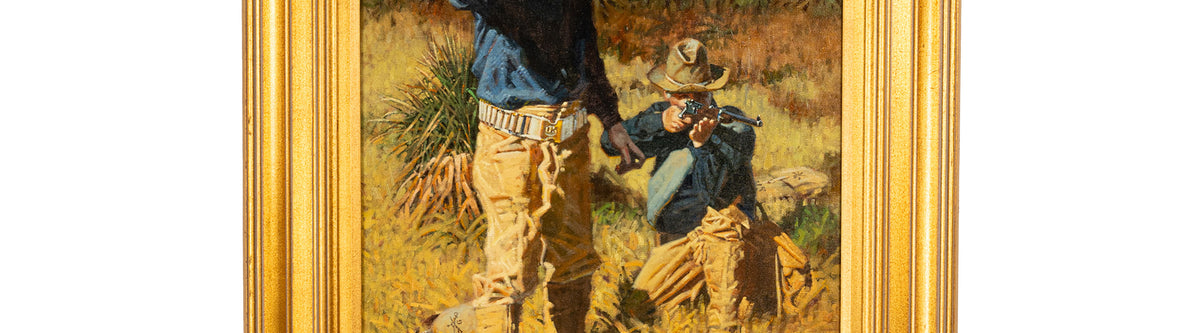 Western Cowboy Oil on Canvas Spanish American War "Rough Riders" Don Prechtel
