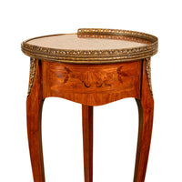 Antique French Louis XV Walnut & Ormolu Marquetry Circular Side Table Stand 1890