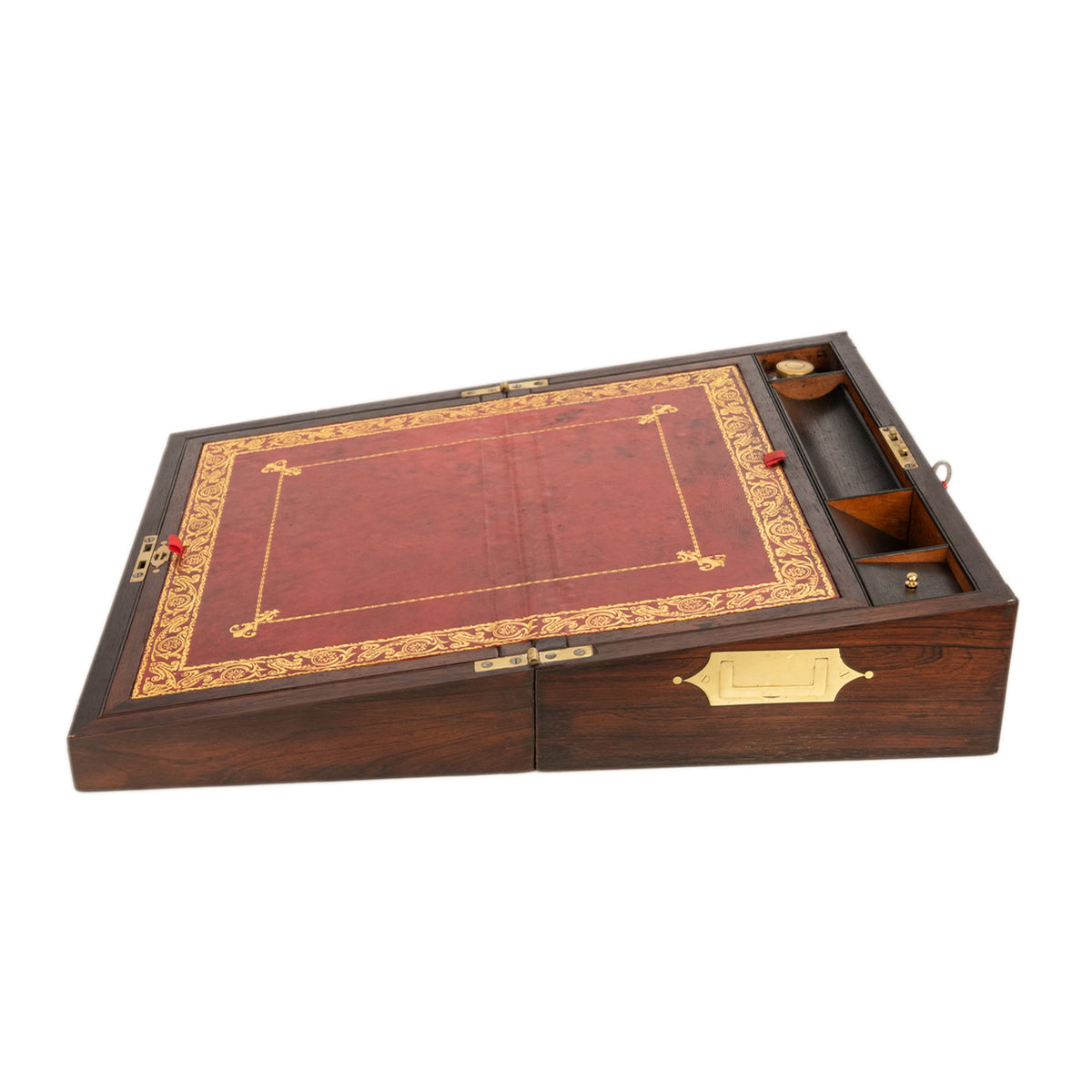 Fine Antique Regency Rosewood Inlaid Brass Campaign Writing Box Desk Slope 1830