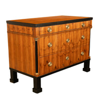Antique Austrian Biedermeier Walnut Ebony Gilt Bronze Chest Drawers Commode 1820