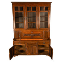 Antique Victorian Art Nouveau Carved Oak Secretary Bookcase Bibliotheque 1890