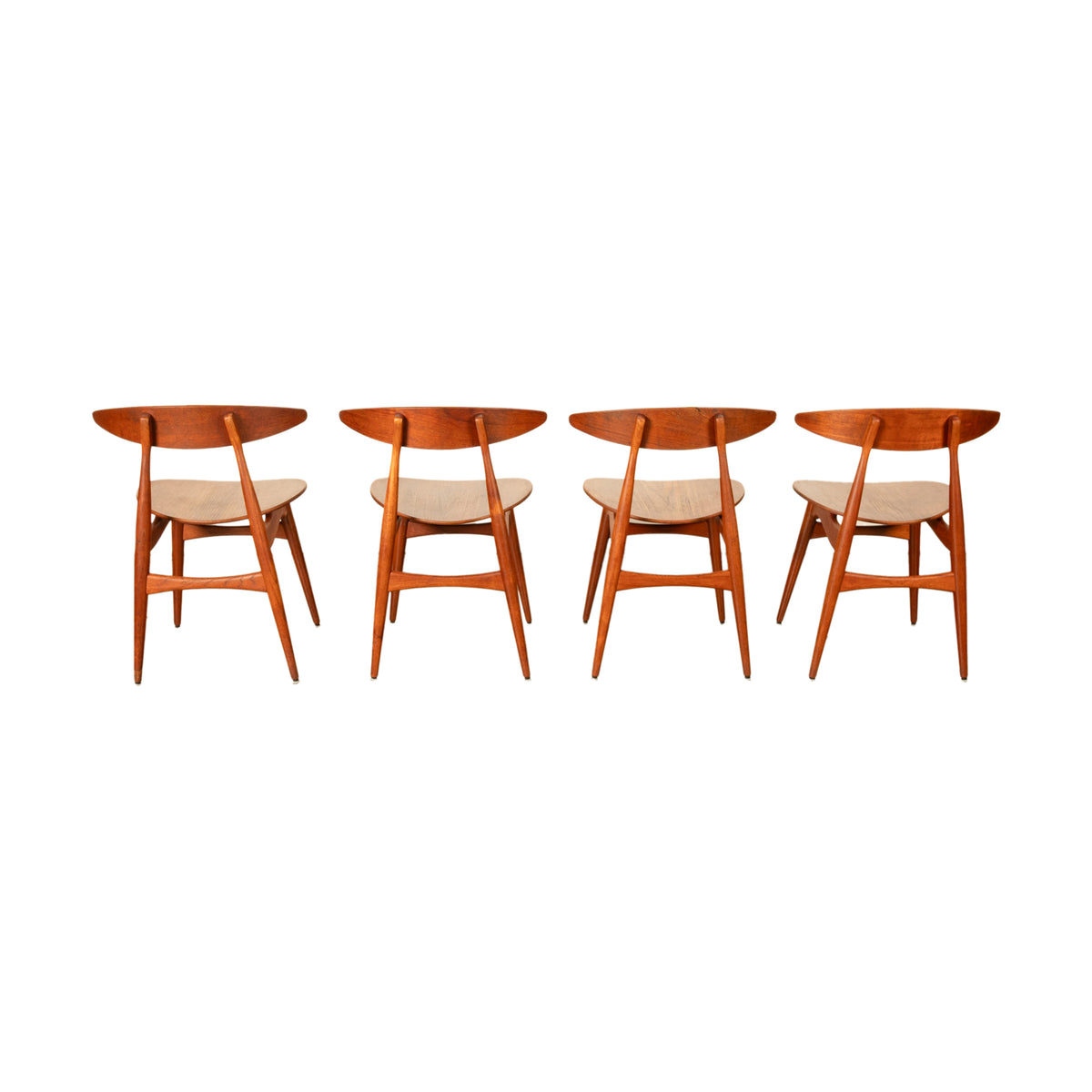 Danish MCM Set of Four Hans J. Wegner CH-33 Teak Chairs Carl Hansen & Søn 1960