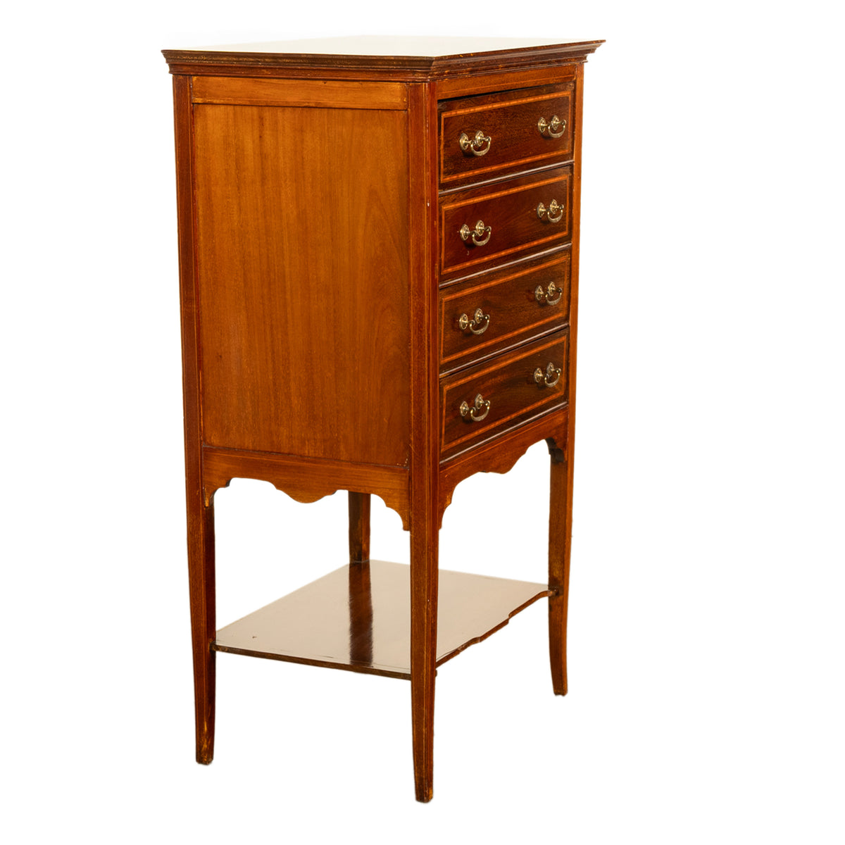 Antique Edwardian Sheraton Inlaid Mahogany Sheet Music File Cabinet Chest 1900