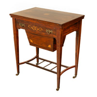 Antique Rosewood Regency Inlaid Chess Backgammon Cribbage Game Sewing Table 1890