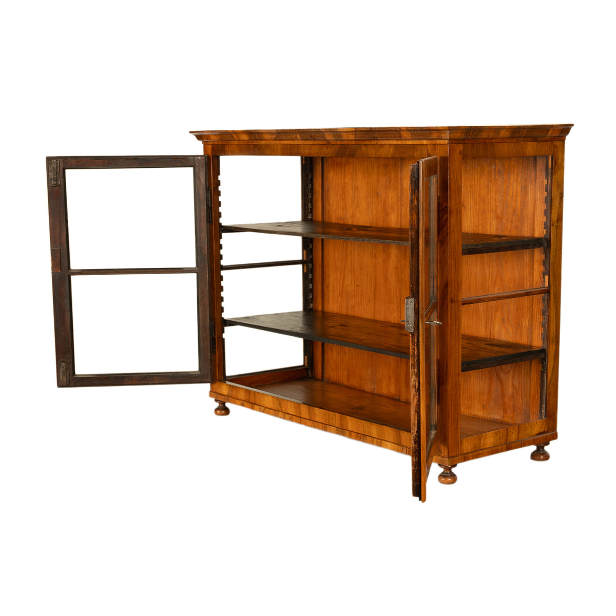 Antique Austrian Biedermeier Walnut Vitrine Table Top Display Collectors Cabinet