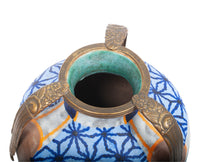 Antique French Art Deco Stoneware Pottery & Gilt Bronze Vase by André Villien 1925