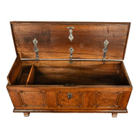 Antique German Baroque Inlaid Marquetry Dowry Chest Coffer Trunk Seat Bench 1700