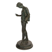 Antique Italian Pompeii Grand Tour Bronze Statue Narcissus Michele Amodio 1862