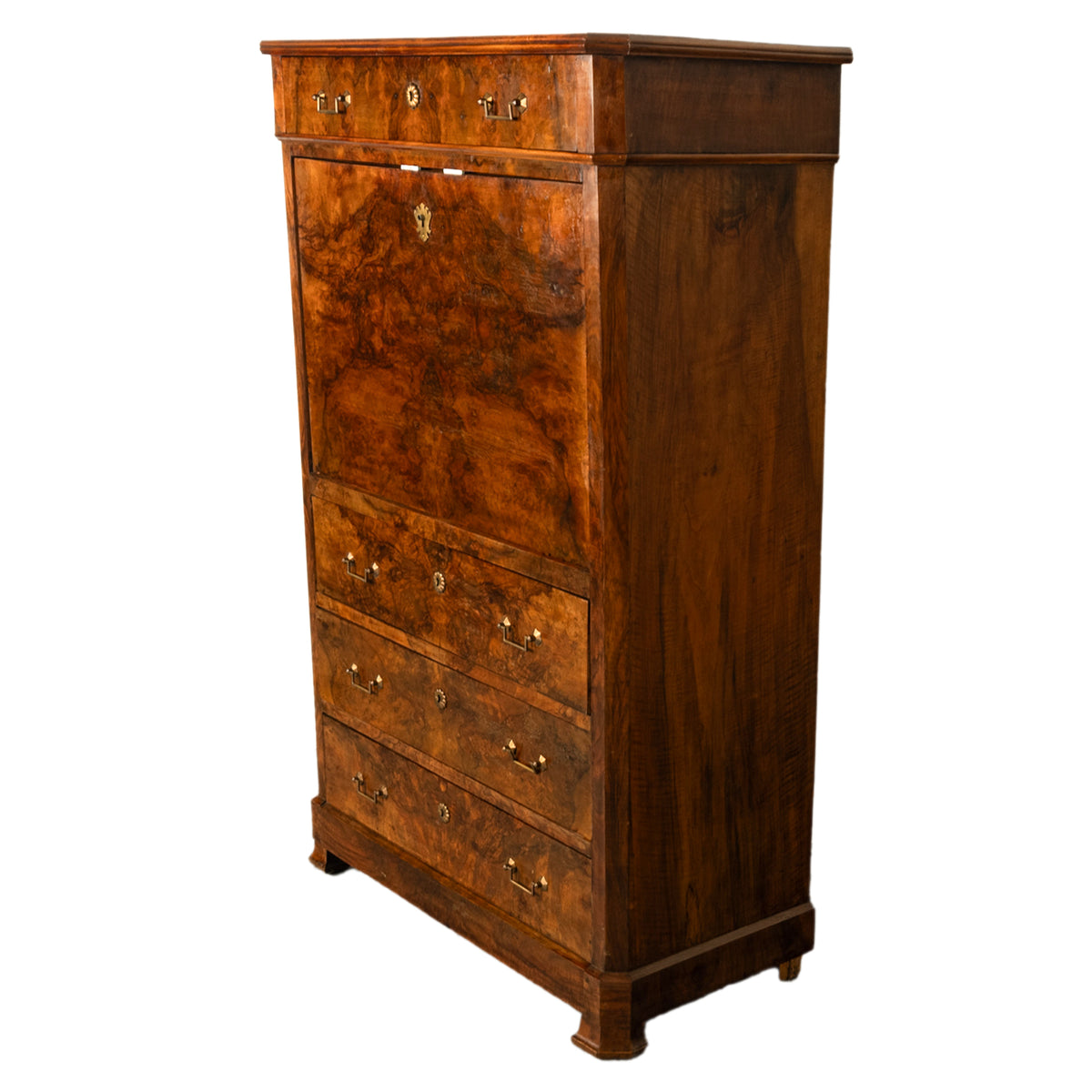 Antique French Charles X Classical Secrétaire à Abattant Desk Chest Walnut 1825