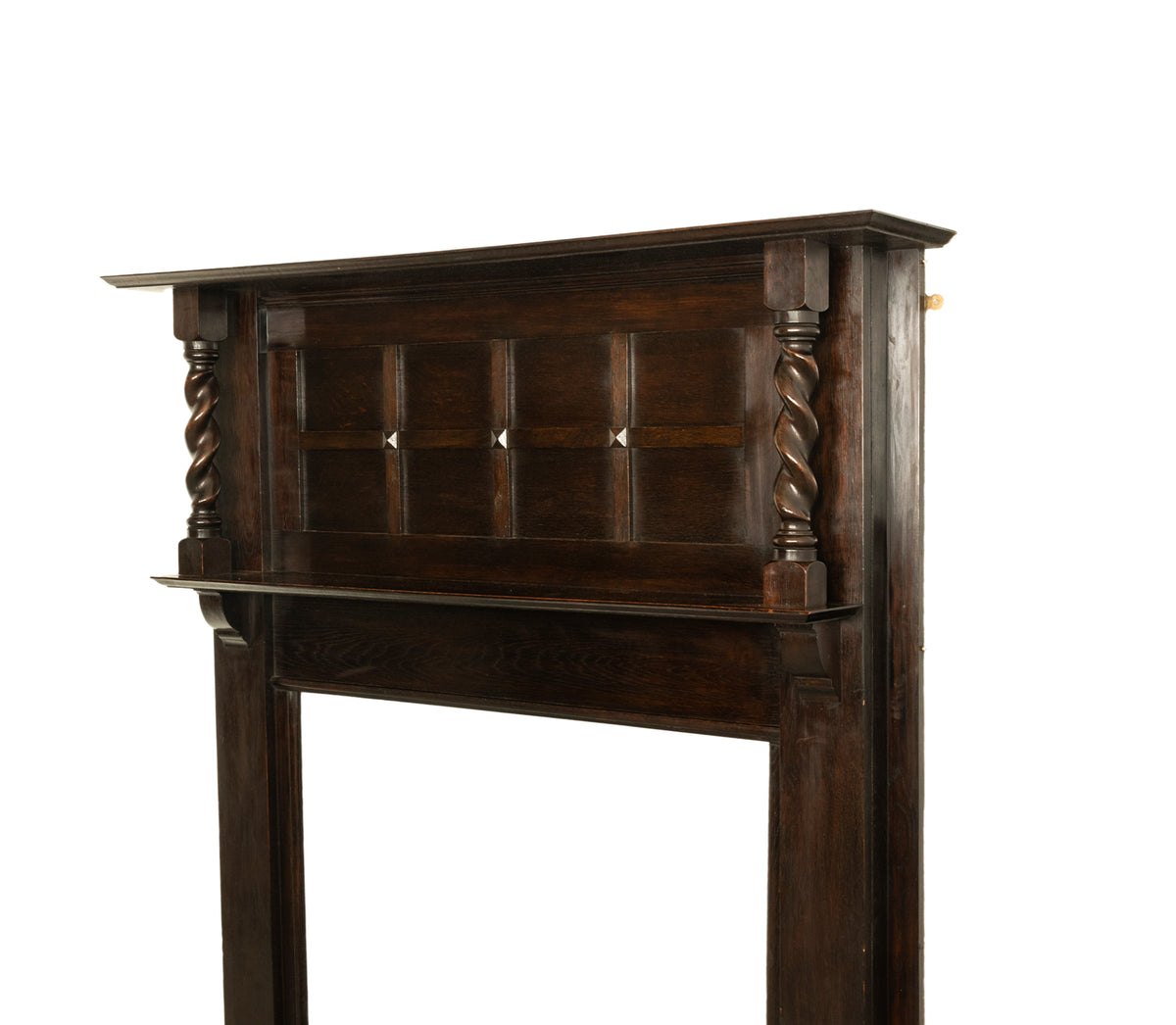 Antique American Craftsman Mission Oak Barley Twist Column Fireplace Mantel 1900