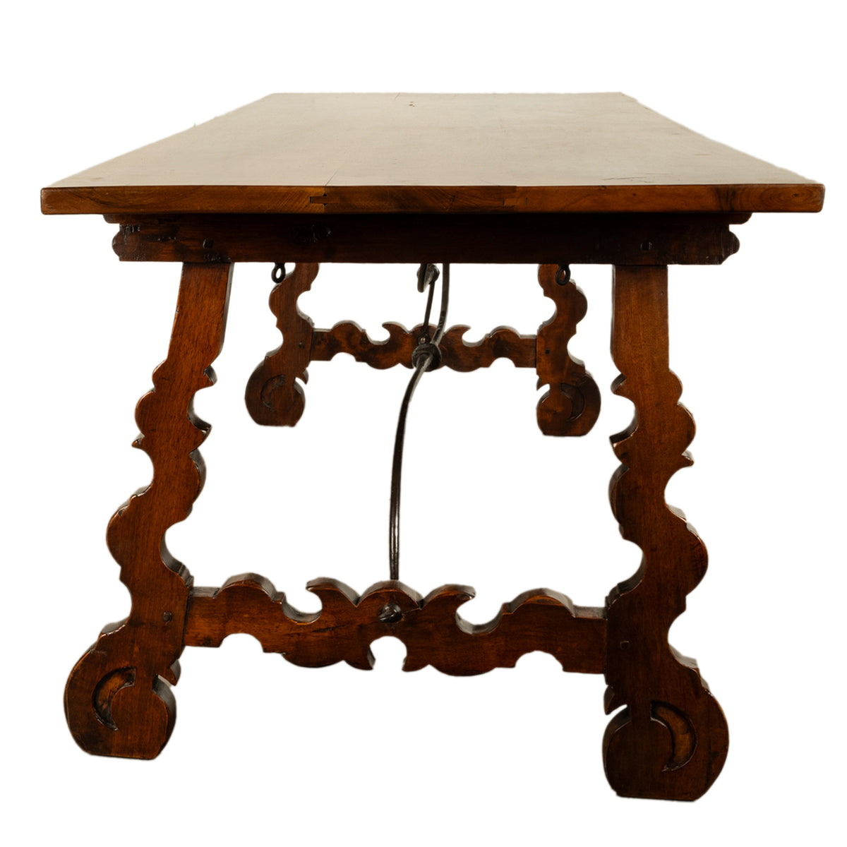 Antique 18th Century Spanish Walnut & Iron Dining Refectory Trestle Table 1780