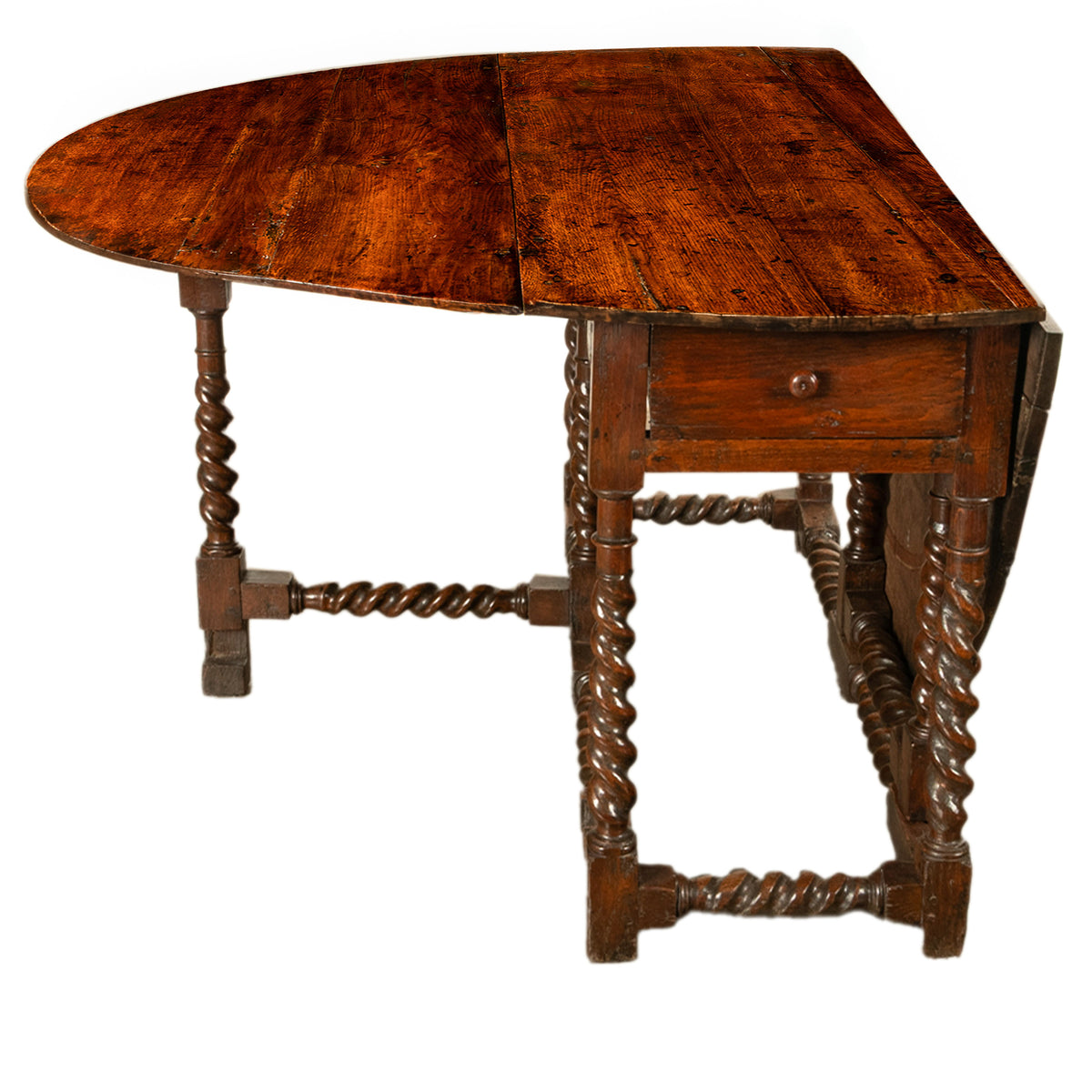 Antique 17th Century William & Mary Oak Barley Twist Gateleg Dining Table 1690