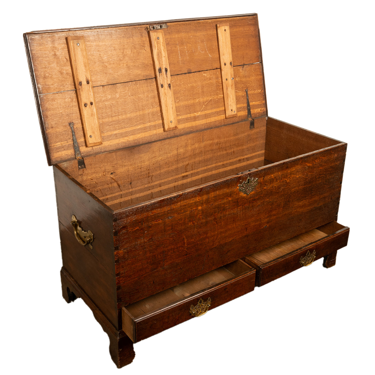 Antique George III Georgian Oak Dovetailed Mule Chest Coffer Drawers 1760