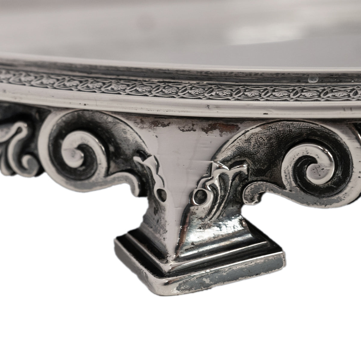 Antique Engraved Sterling Silver Tiffany & Co Footed Salver Tray New York 1870