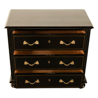 Antique Early 19th C Regency Ebonized Japanned Lacquered Pine Chest Drawers 1820