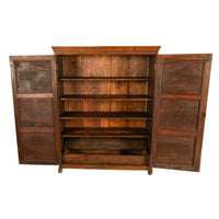 Antique 18th Century French Carved Walnut 2 Door Bonnetiere Armoire Cabinet 1780