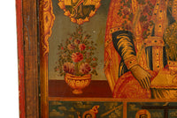Antique 19th C Greek Orthodox Icon Virgin Mary & Jesus St. George & Dragon 1800