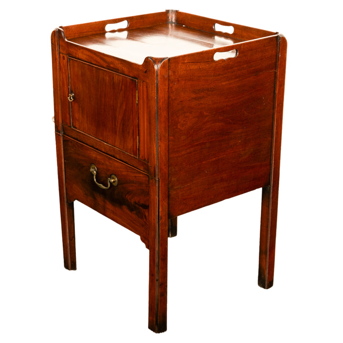 Antique Georgian Mahogany Bedside Cabinet Step Commode Tray Top Nightstand 1760