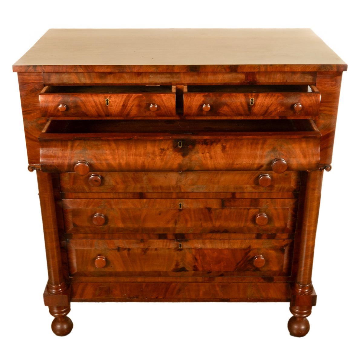 Antique American Classical Mahogany Chest Drawers Dresser Commode New York 1830