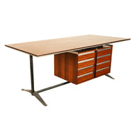 Italian Rosewood Mid Century Modern Executive Desk Gio Ponti Antonio Fornaroli Alberto Rosselli 1955