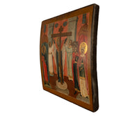 Antique Russian Orthodox Egg Tempera Icon St. Helena & St. Constantine St. Marcarius True Cross 1820