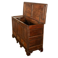 Antique Early Georgian Large 4 Panel 3 Drawer Hinged Top Mule Chest Coffer 1740