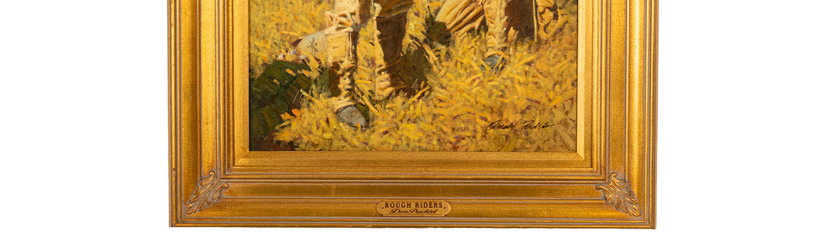 Western Cowboy Oil on Canvas Spanish American War "Rough Riders" Don Prechtel
