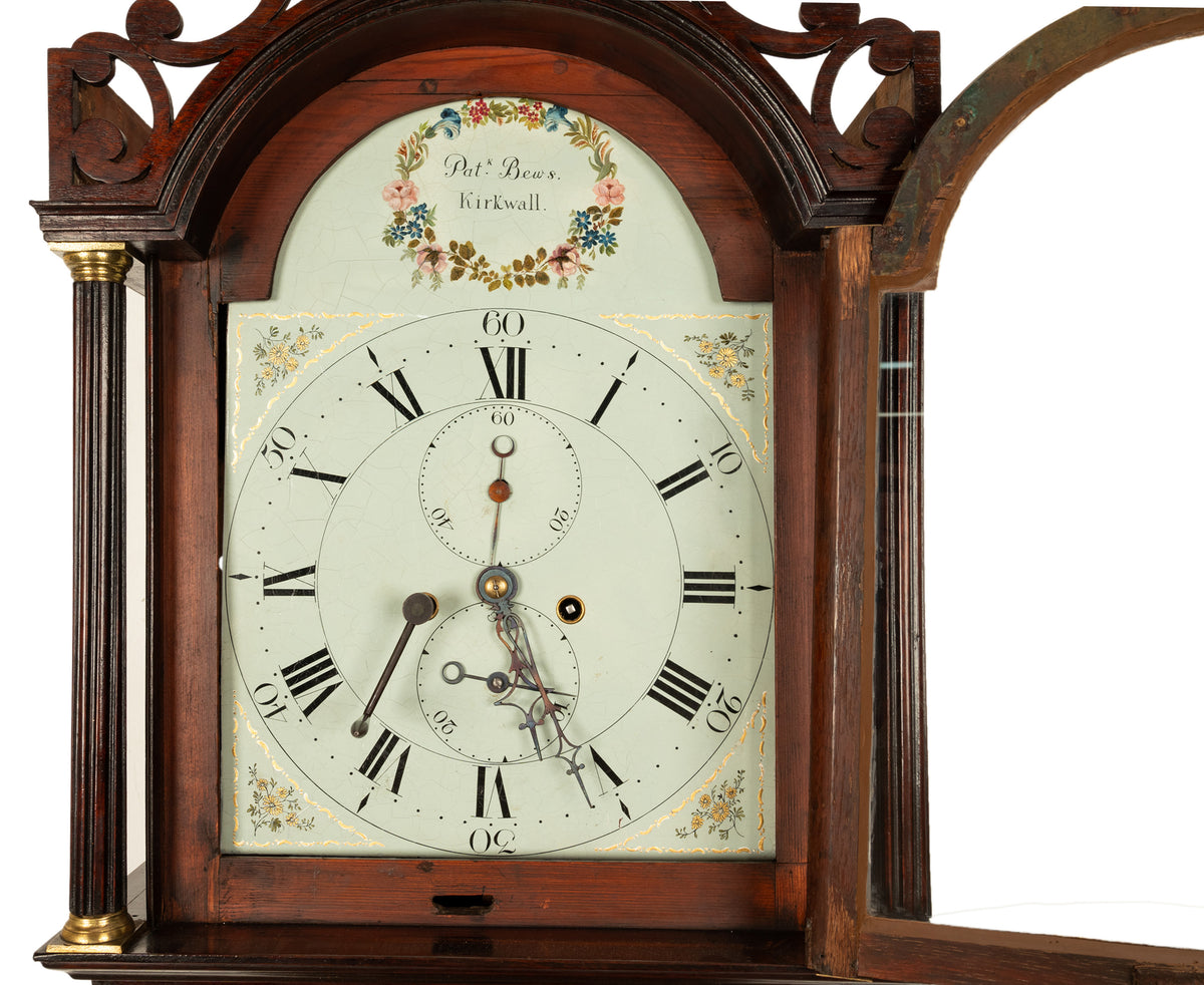Antique Georgian Scottish Orkney Island Inlaid Mahogany Tall Case 8 day Grandfather Clock 1810