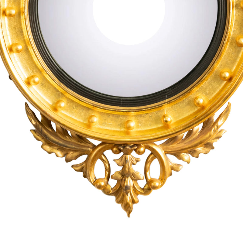 Antique Early 19thC American Federal Period Convex Gilt Wood Eagle Mirror 1820