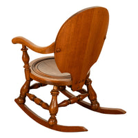 Antique American George Arndt Arts Crafts Oak Ben Franklin Rocking Chair NY 1900