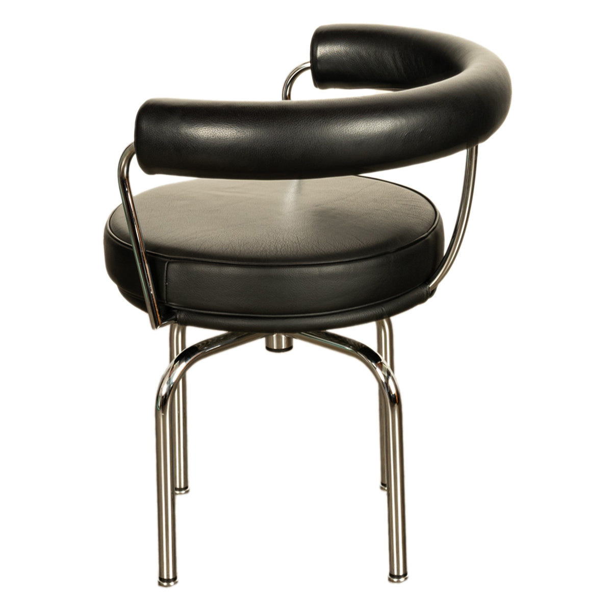 Le Corbusier Charlotte Perriand LC 7 Black Leather Swivel Chair by Cassina 1980s