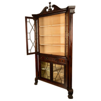 Antique American Mahogany Federal Carved Corner Cabinet East Tennessee 1820