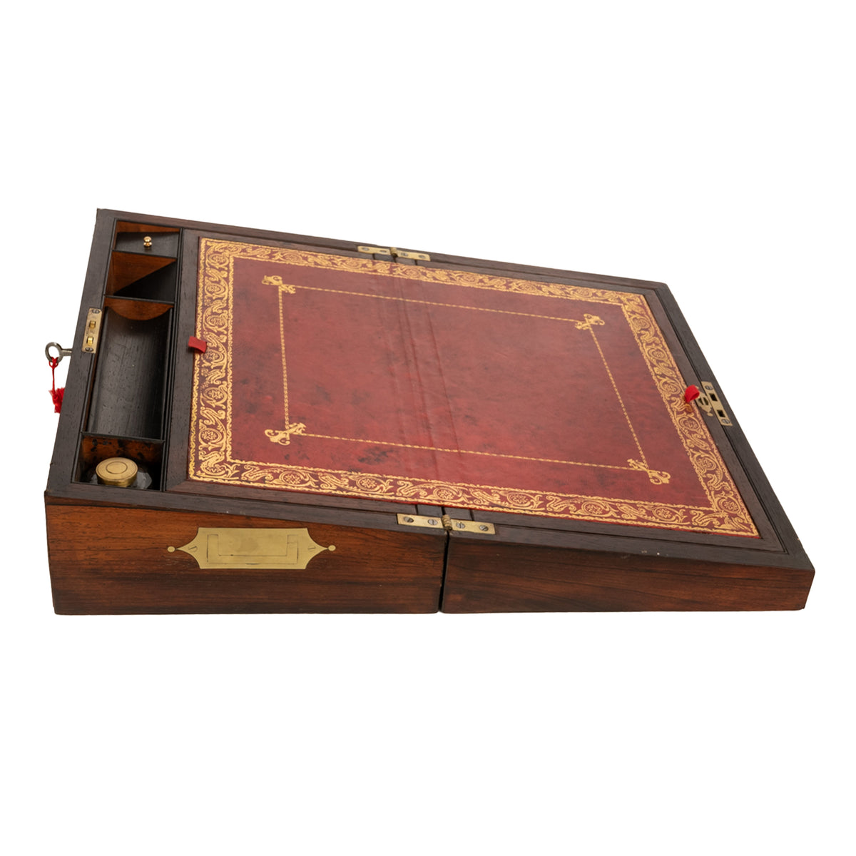 Fine Antique Regency Rosewood Inlaid Brass Campaign Writing Box Desk Slope 1830