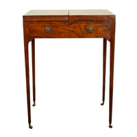 Antique Inlaid Mahogany Georgian Sheraton Folding Vanity Mirror Dressing Table