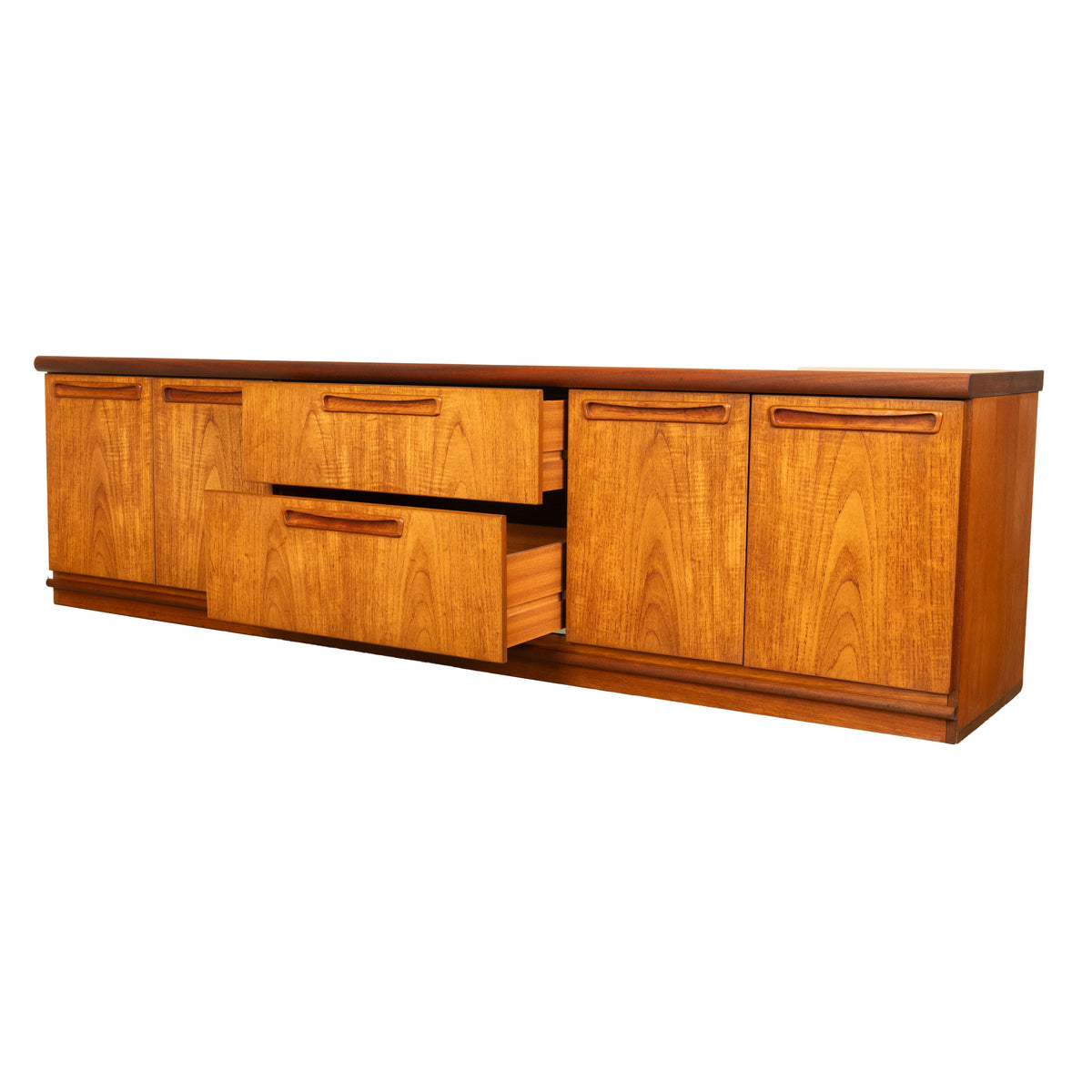 Vintage Mid Century Modern Danish Teak Credenza Sideboard Console Avalon 1960s