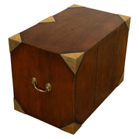 Antique 19th Century Oak Brass Campaign Chest Document Captain's Strong Box 1780