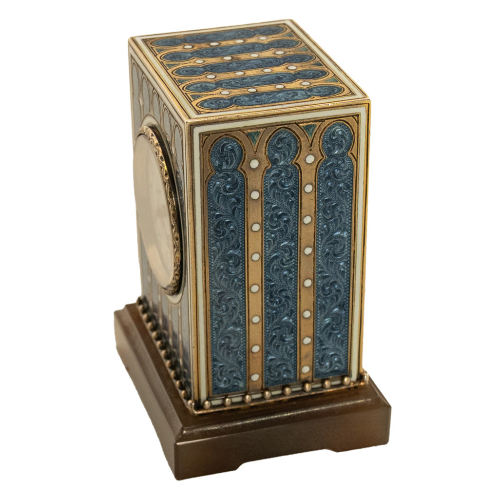 Antique Swiss Miniature Silver Gilt & Enamel Art Nouveau Carriage Clock 1910