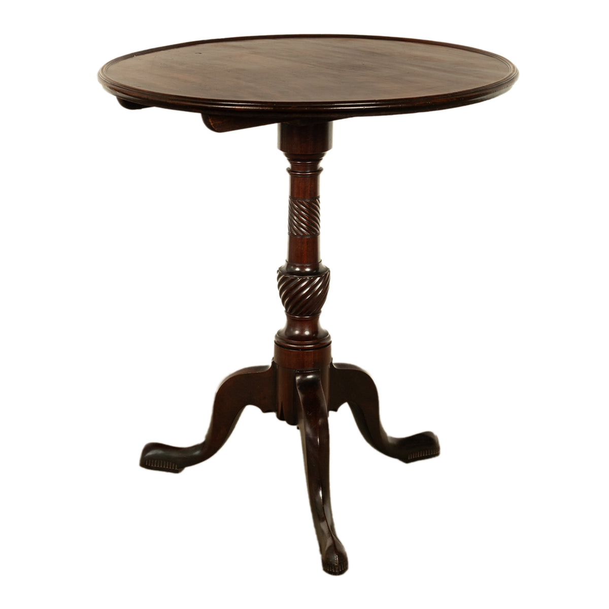 Antique American Carved Chippendale Mahogany Tilt-Top Table Candlestand Philadelphia 1770