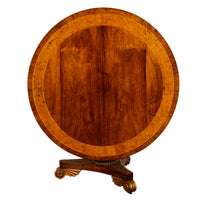 Antique Georgian Regency Amboyna Walnut Parcel Gilt Tilt-Top Breakfast Dining Table Circa 1820