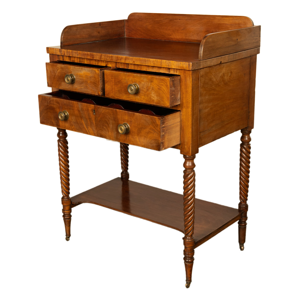 Antique American Federal Mahogany Sheraton 3 Drawer Server Chest New England, Circa 1810