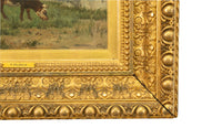 Antique French Oil on Canvas Painting Barbizon School Landscape Cows by Victor Jean Binet 1875