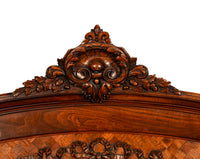 Antique French Louis XVI Walnut Inlaid Parquetry 66" Mantle Trumeau Mirror 1890