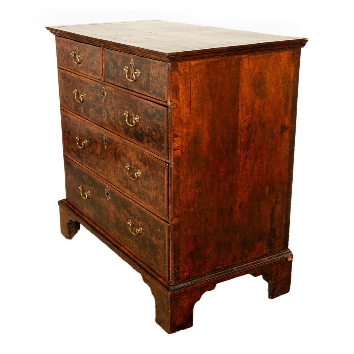 Antique 18th Century English George II Burl Elm Chest of Drawers Dresser 1750