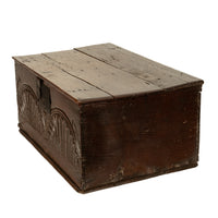 Antique 17th Century Charles II Carved Oak Bible Document Box 6 Plank Trunk 1680